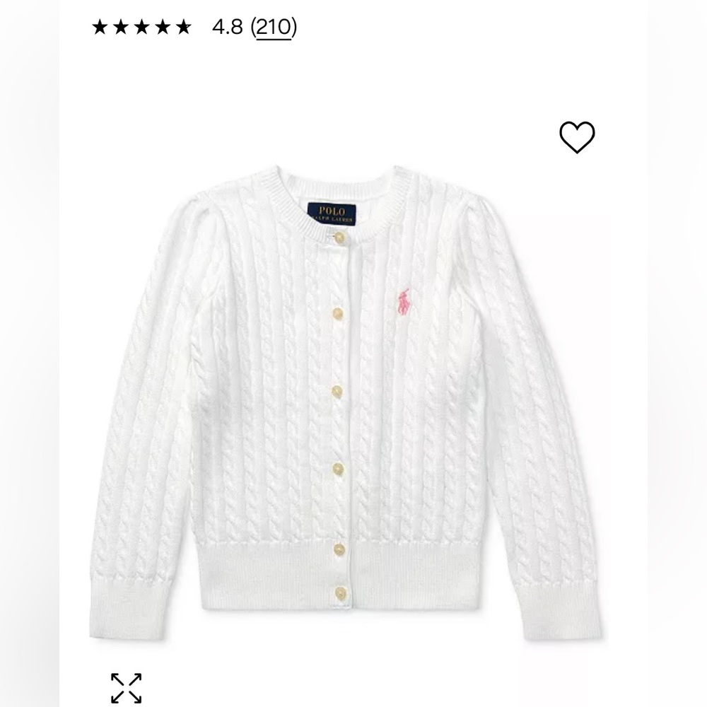 Beautiful EUC Ralph Lauren White Cable Knit Cardigan 18mos